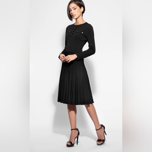 Aleeza Chic Black Midi Wonder Skirt With Pleats - Picture 4 of 8